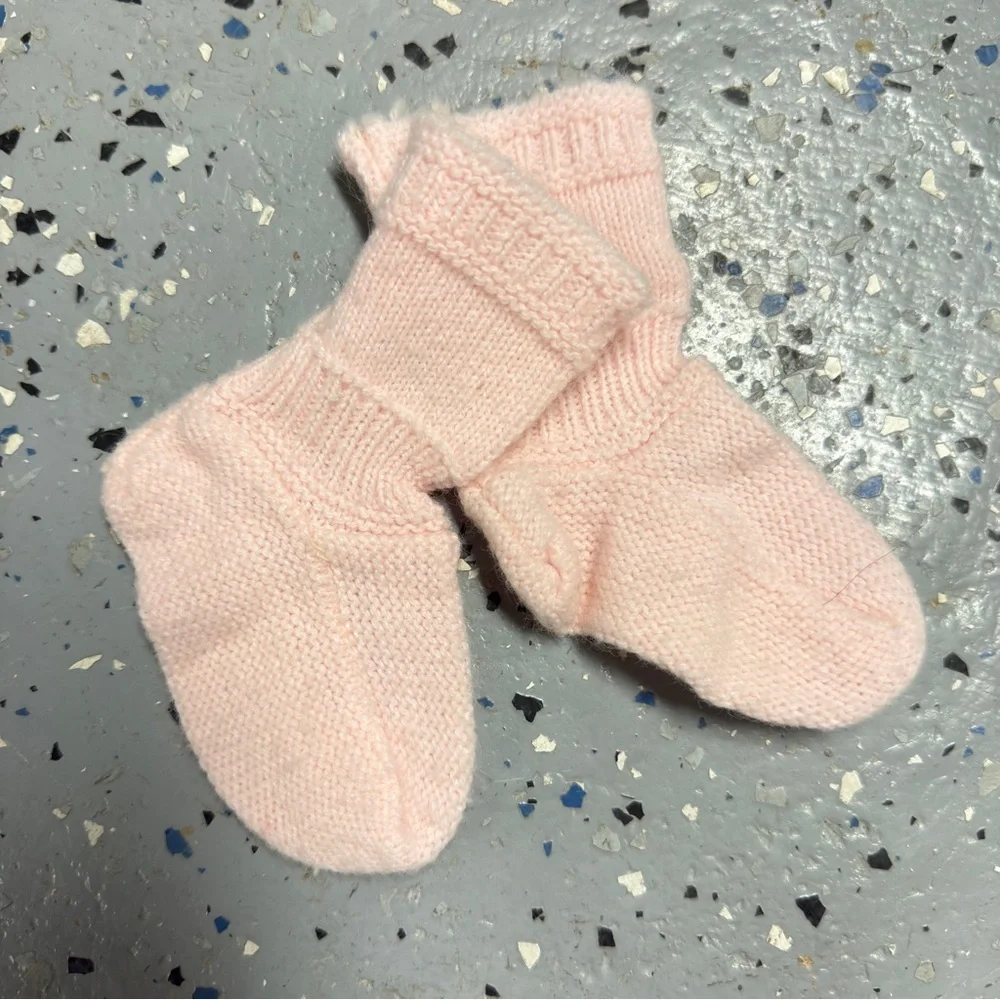 Pink Hand Knit Baby Socks
